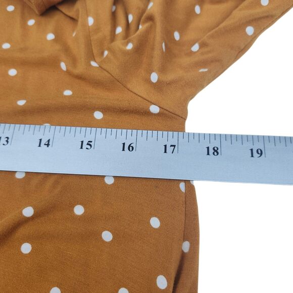Old Navy Shift Dress Womens Medium Mustard Polka Dots Stretch Long Sleeves - Picture 6 of 8